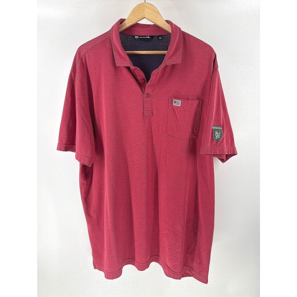 Travis Mathew Other - Travis Mathew Newcastle Crest Polo Shirt Mens XXL Red Golf Performance Logo